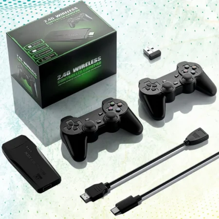 Wireless Controller Gamepad with 10,000+ Games, 4k Ultra HD Game Sticks Output, and 2.4GHz Wireless Controller Video Games with 64gb Memory Card (1 Set)