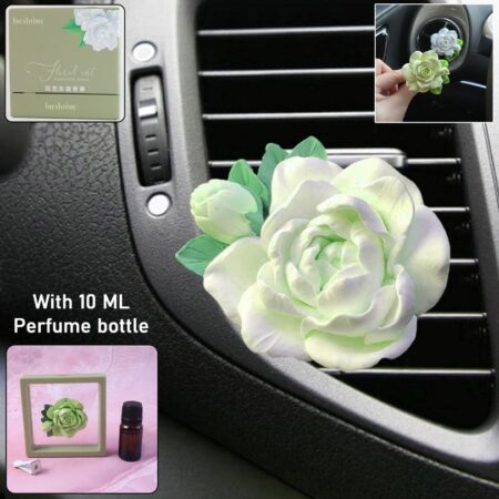 Rose Flower Car Air Freshener Clip for AC Vent with Perfume Bottle 10ML (3 Pc)